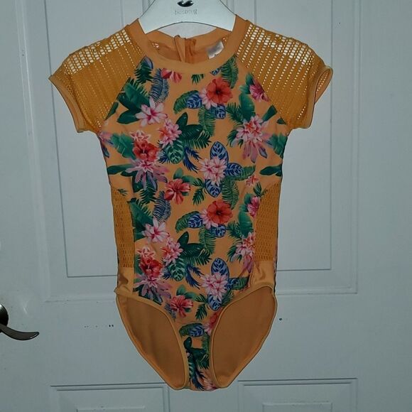Floral One Poece Rash Guard XL 14/16 - Picture 1 of 8